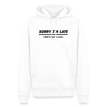 Sorry I m Late - Men’s Premium Organic Hoodie - white - Front - Nico (187cm)