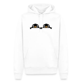 2 penguins friends peeking out from behind the wall Team - Men’s Premium Organic Hoodie - white - Front - Nico (187cm)