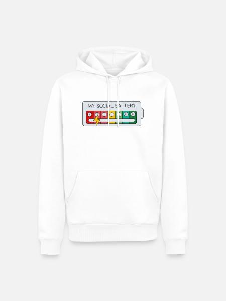 My Social Battery - Männer Premium Bio Hoodie - Weiß
