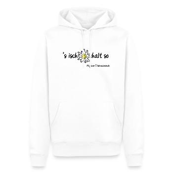 's isch halt so| Allgäu T-Shirts - Männer Premium Bio Hoodie - Weiß - Vorne - Nico (187cm)