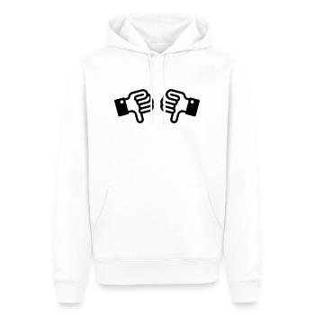 Thumbs down / pouces vers le bas (2) - Sweat à capuche Premium bio Homme - blanc - Devant - Nico (187cm)