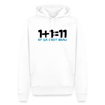 1+1=11 et ça c'est beau - Sweat à capuche Premium bio Homme - blanc - Devant - Nico (187cm)