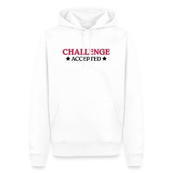 Challenge accepted - Männer Premium Bio Hoodie - Weiß - Vorne - Nico (187cm)