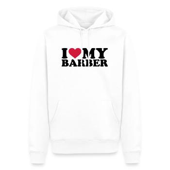 Barbier - Männer Premium Bio Hoodie - Weiß - Vorne - Nico (187cm)