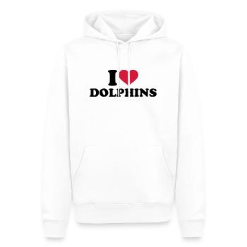 I love dolphins - Sweat à capuche Premium bio Homme - blanc - Devant - Nico (187cm)