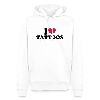 I love Tattoos - Sweat à capuche Premium bio Homme - blanc - Devant - Nico (187cm)
