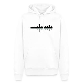 Skyline Leipzig Schatten - Männer Premium Bio Hoodie - Weiß - Vorne - Nico (187cm)
