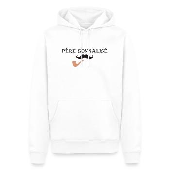Père Personnalisé - Sweat à capuche Premium bio Homme - blanc - Devant - Nico (187cm)