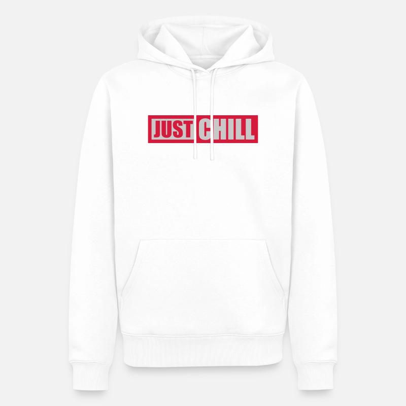 Just Chill Text Logo - Sweat à capuche Premium bio Homme - blanc