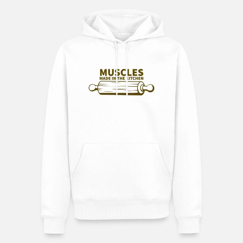 muscles fabriqués dans la cuisine - Sweat à capuche Premium bio Homme - blanc