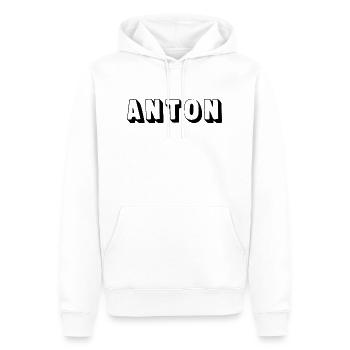 Nom - Anton - Sweat à capuche Premium bio Homme - blanc - Devant - Nico (187cm)