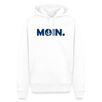 Moin - Guten Morgen - Nordsee - Ostsee - Anker - Männer Premium Bio Hoodie - Weiß - Vorne - Nico (187cm)