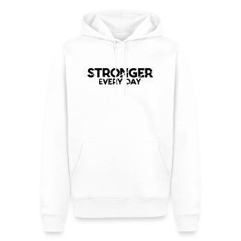 STRONGER EVERY DAY - Men’s Premium Organic Hoodie - white - Front - Nico (187cm)