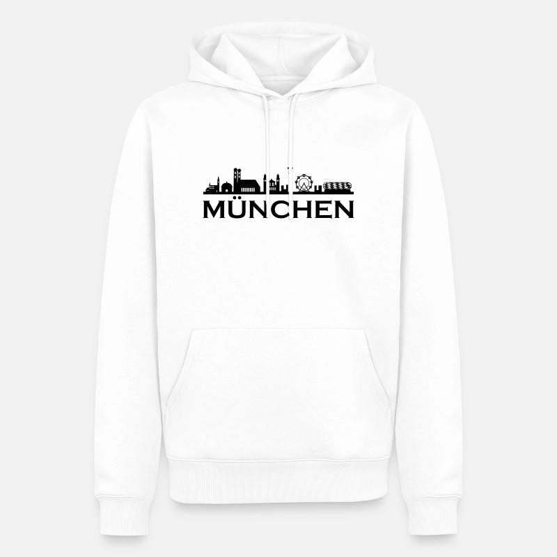 München Skyline - Männer Premium Bio Hoodie - Weiß