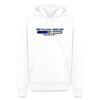 installing muscles 2 - Sweat à capuche Premium bio Homme - blanc - Devant - Nico (187cm)
