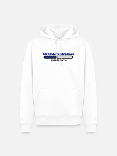 installing muscles 2 - Sweat à capuche Premium bio Homme - blanc