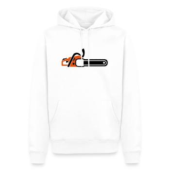Scie à chaine - Sweat à capuche Premium bio Homme - blanc - Devant - Nico (187cm)
