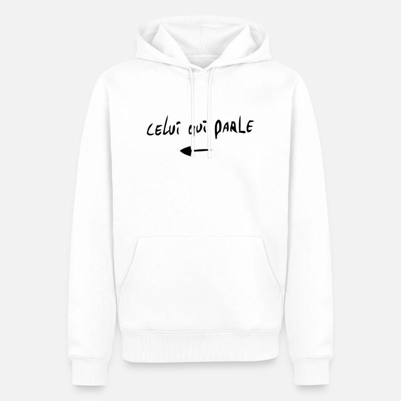 celui qui parle fleche - Sweat à capuche Premium bio Homme - blanc