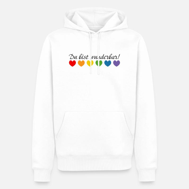 Regenbogenherzchen du bist wunderbar - Männer Premium Bio Hoodie - Weiß