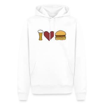 Burger Bier Liebe Herz - Männer Premium Bio Hoodie - Weiß - Vorne - Nico (187cm)