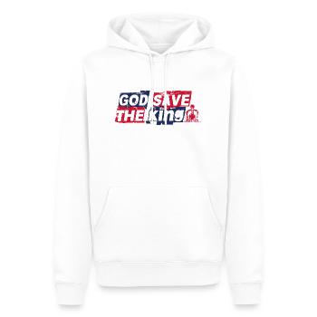 God Save the King Roi Charles III - Sweat à capuche Premium bio Homme - blanc - Devant - Nico (187cm)