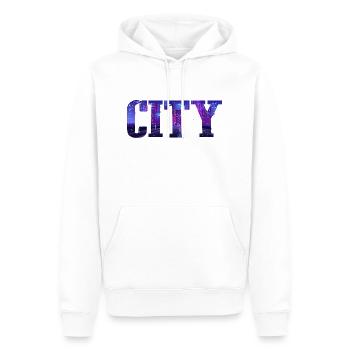 City - Männer Premium Bio Hoodie - Weiß - Vorne - Nico (187cm)