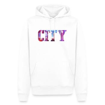 City - Männer Premium Bio Hoodie - Weiß - Vorne - Nico (187cm)