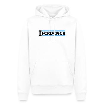 I FUCKED CANCER - Banner Blau (Prostata) - Männer Premium Bio Hoodie - Weiß - Vorne - Nico (187cm)