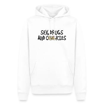 sex_drugs_and_cookies - Sweat à capuche Premium bio Homme - blanc - Devant - Nico (187cm)