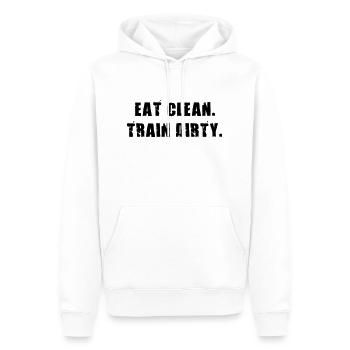 Eat Clean. Train Dirty. - Männer Premium Bio Hoodie - Weiß - Vorne - Nico (187cm)