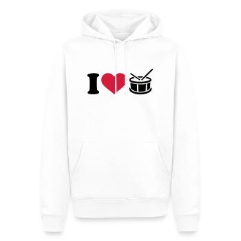 I love Tambour - Sweat à capuche Premium bio Homme - blanc - Devant - Nico (187cm)
