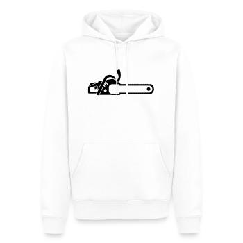 Scie à chaine - Sweat à capuche Premium bio Homme - blanc - Devant - Nico (187cm)