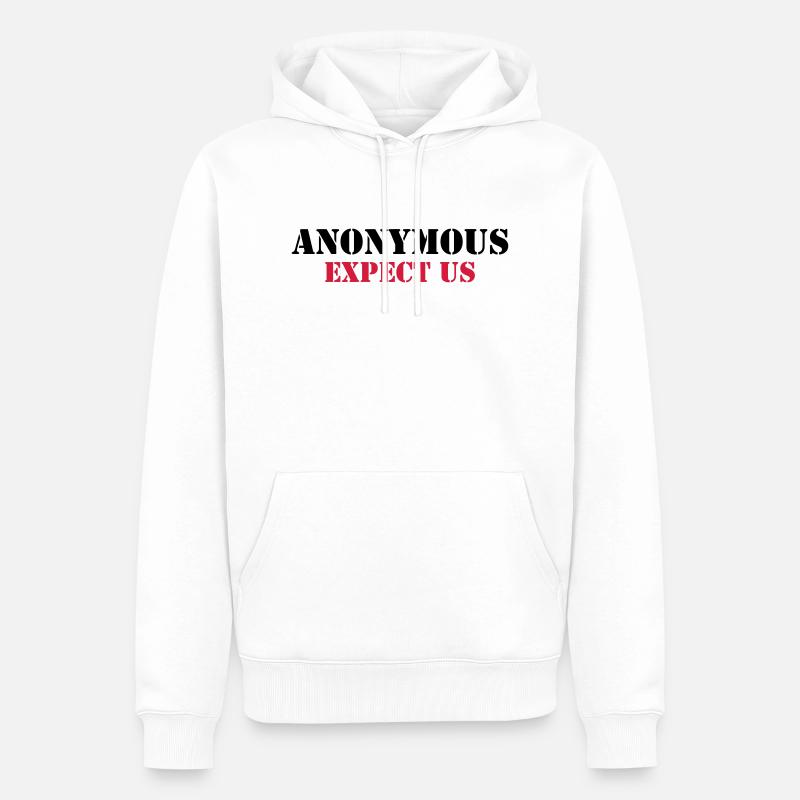 Anonymous : Expect us - Männer Premium Bio Hoodie - Weiß