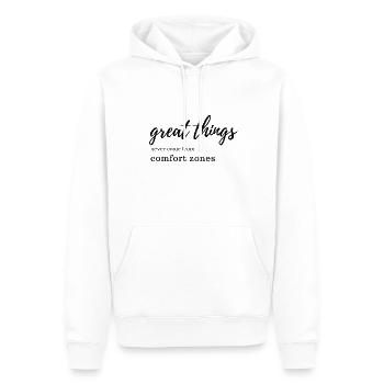 great things never come from comfort zones - Männer Premium Bio Hoodie - Weiß - Vorne - Nico (187cm)