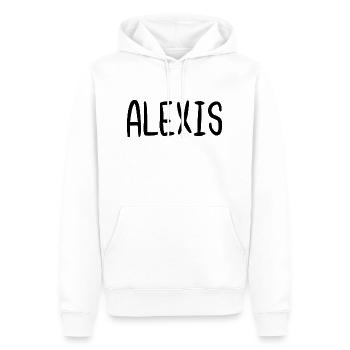 Alexis Custom Name Schriftart Text Geburtstag - Männer Premium Bio Hoodie - Weiß - Vorne - Nico (187cm)