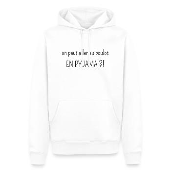 on peut aller au boulot en pyjama - Sweat à capuche Premium bio Homme - blanc - Devant - Nico (187cm)