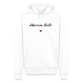 marraine en or - Sweat à capuche Premium bio Homme - blanc - Devant - Nico (187cm)