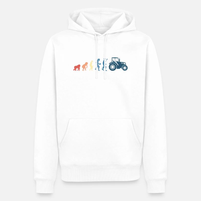 Retro-Traktor-Evolution - Männer Premium Bio Hoodie - Weiß