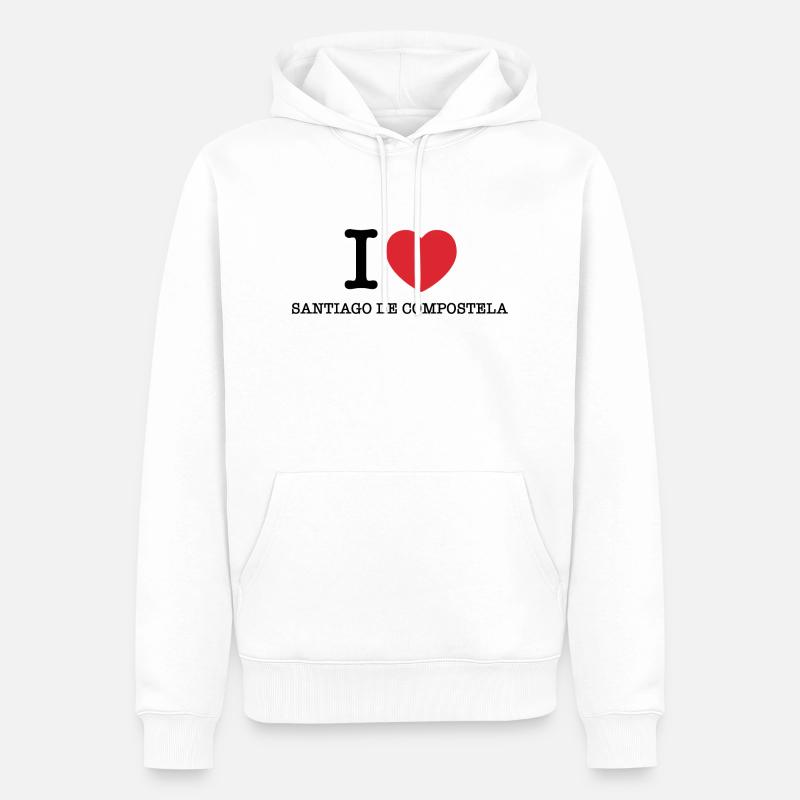 J’aime Saint-Jacques-de-Compostelle - Sweat à capuche Premium bio Homme - blanc