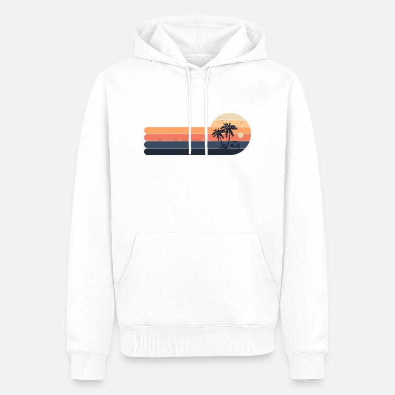 Palmiers rétro coucher de soleil - Sweat à capuche Premium bio Homme - blanc