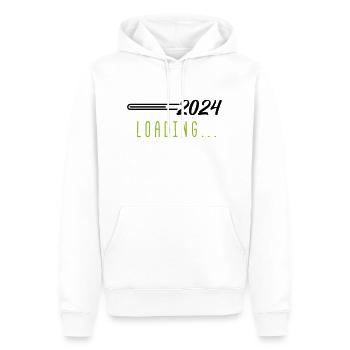 2024 loading - Männer Premium Bio Hoodie - Weiß - Vorne - Nico (187cm)