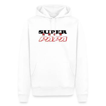 SUPER-VATER - Männer Premium Bio Hoodie - Weiß - Vorne - Nico (187cm)