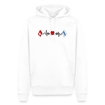 Cardio heart Flag Switzerland, flag Zug - Men’s Premium Organic Hoodie - white - Front - Nico (187cm)