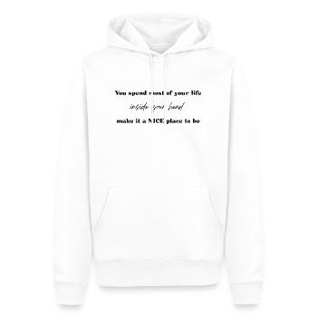 Vous passez la majeure partie de votre vie dans votre tête - Sweat à capuche Premium bio Homme - blanc - Devant - Nico (187cm)
