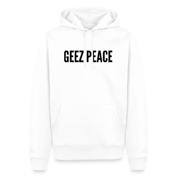 Geez Peace - Men’s Premium Organic Hoodie - white - Front - Nico (187cm)