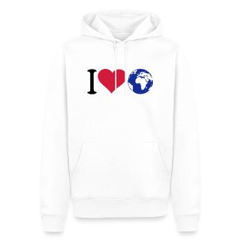 J'adore notre planète protection l'environnement - Sweat à capuche Premium bio Homme - blanc - Devant - Nico (187cm)