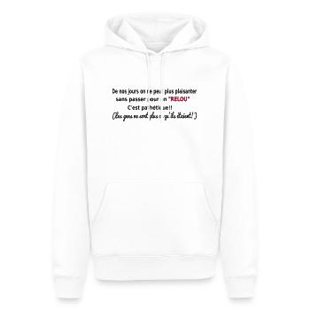 HUMOUR T-shirt sympa RELOU - Sweat à capuche Premium bio Homme - blanc - Devant - Nico (187cm)