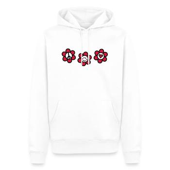 Peace Love Happy Frieden Sommer Festival - Männer Premium Bio Hoodie - Weiß - Vorne - Nico (187cm)
