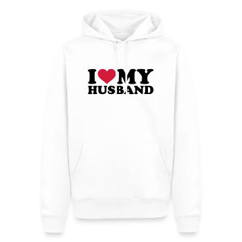 I love my husband - Men’s Premium Organic Hoodie - white - Front - Nico (187cm)