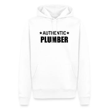 Plombier / Plomberie / Travail / Métier / Job - Sweat à capuche Premium bio Homme - blanc - Devant - Nico (187cm)